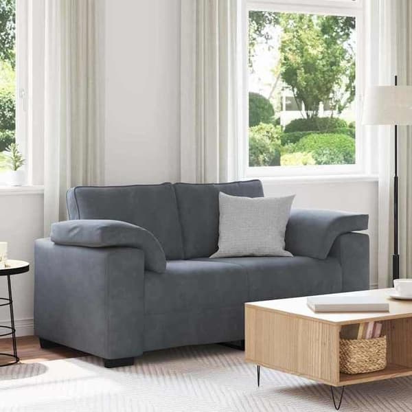 Kaksiistuttava sohva - MAISON EXCLUSIVE - Sohva - Tumma harmaa sametti - 160×77×82 cm - Metallirunko Mörkgrå