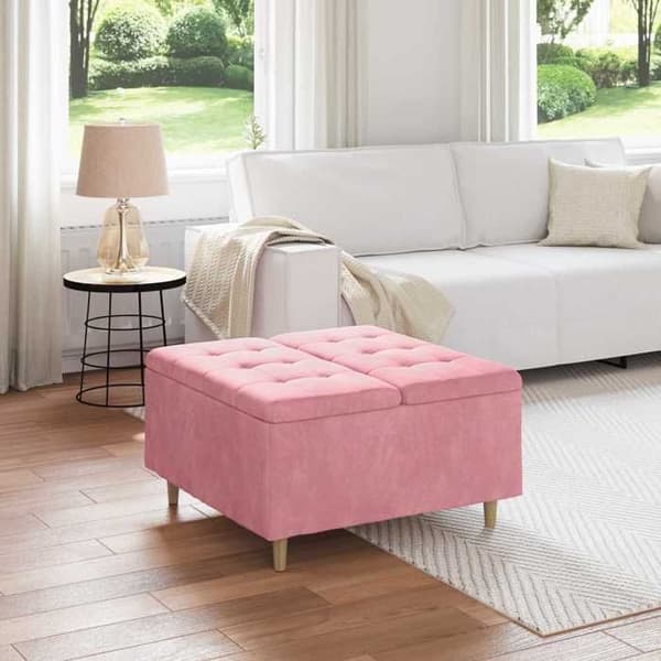 Maison Exclusive - Ottoman med förvaring Rosa 80 x 80 x 45 cm Sammet