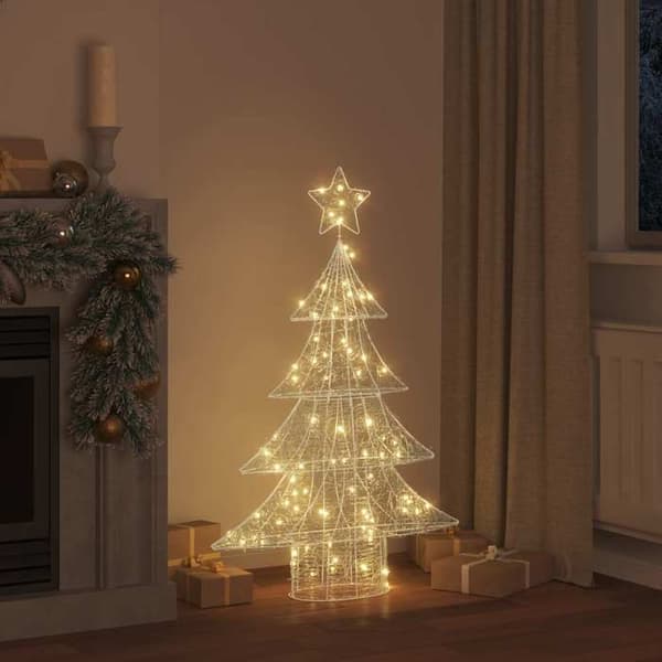 Julepynt - EKSKLUSIV HUS - Træ 100 LED - Varm hvid - 120 cm - Akryl Vit varm
