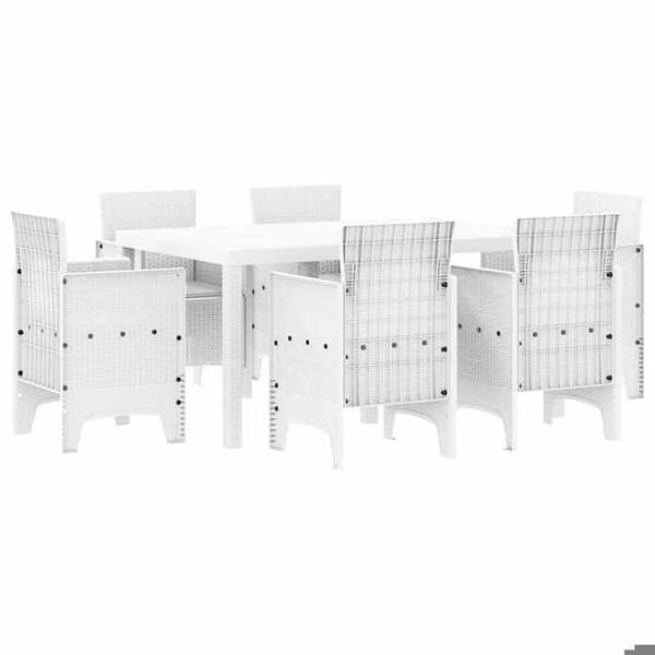 Trädgårdsmöbelset 7 delar - EXKLUSIVT HEM - Polt - Vit - Poly rattan - UV-skyddad Vit