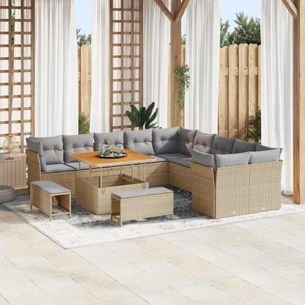 Maison Exclusive - 13 osan puutarhakalustesarja Beige ja Vaaleanharmaa
