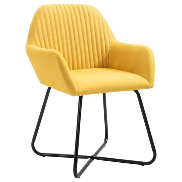 Matstol - Exklusivt Hem - Set om 6 - Gul polyester tyg - Pulverlackerade metallben Gul