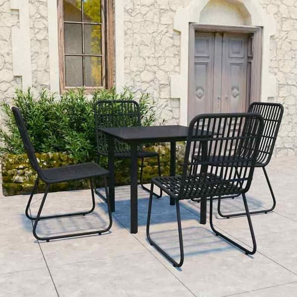 Maison Exclusive - 5-delt have spise sæt i polyrattan og glas