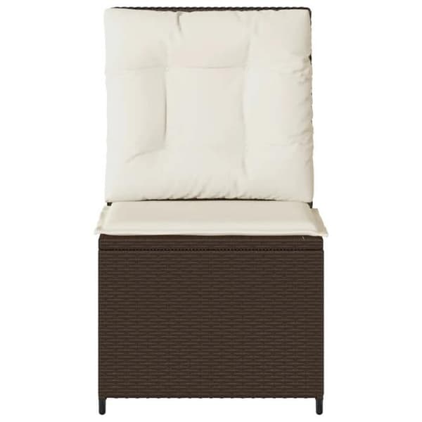 Maison Exclusive - Justerbar trädgårdssoffa med bruna kuddar i flätad resin kastanj