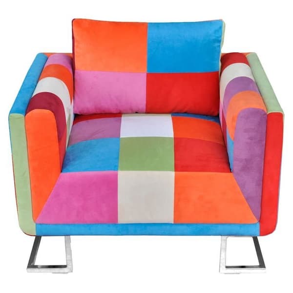 Maison Exclusive - Cube stol med patchwork design Chrome Stof Flerfärgad