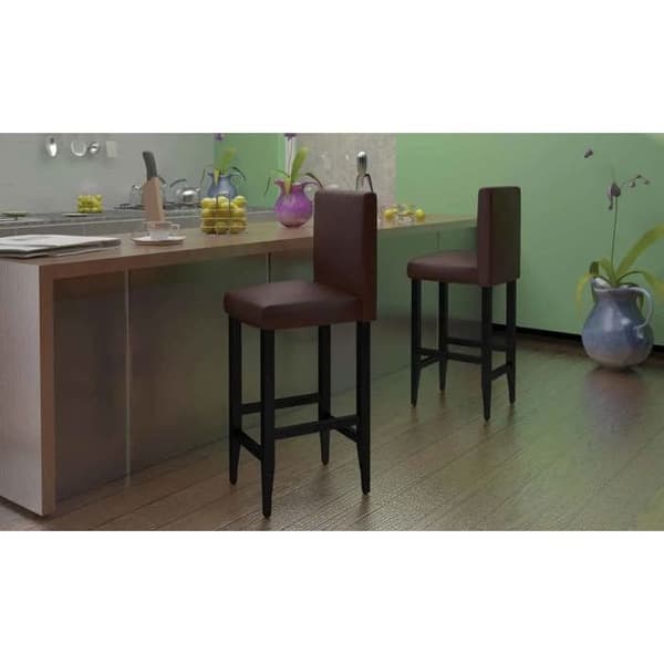 Maison Exclusive - Barstolar set om 4 mörkbruna konstläder Mörkbrun