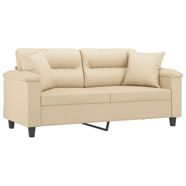 Maison Exclusive - Soffa 2 platser med kuddar i krämfärg 140 cm mikrofiber