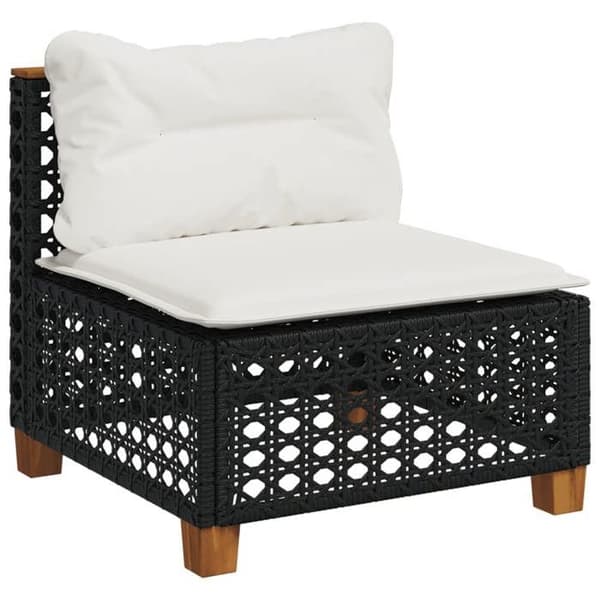 Maison Exclusive - Trädgårdsmöbler 10 delar med svarta kuddar i flätad plast