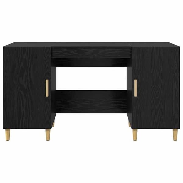 Maison Exclusive - Kontor Sort egetræ Ingeniørtræ 140 x 50 x 75 cm svart ek