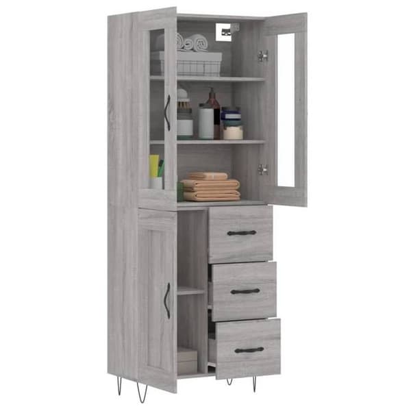 Maison Exclusive - Buffé hög Sonoma grå 69,5x34x180 cm Ingenjörsträ