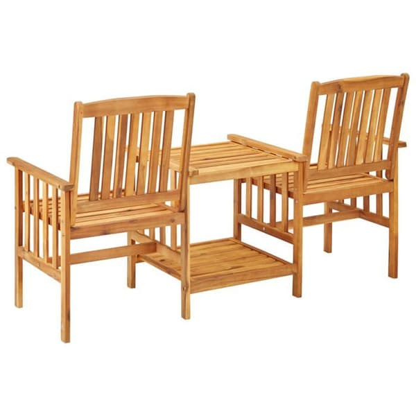 Maison Exclusive - Trädgårdsstolar med tebord och kuddar i solid akacia Grön (kuddar)