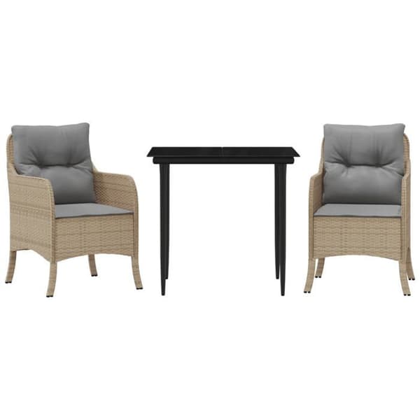 Maison Exclusive - Puutarhakalusteryhmä ja tyynyt 3 kpl Beige polyrottinki