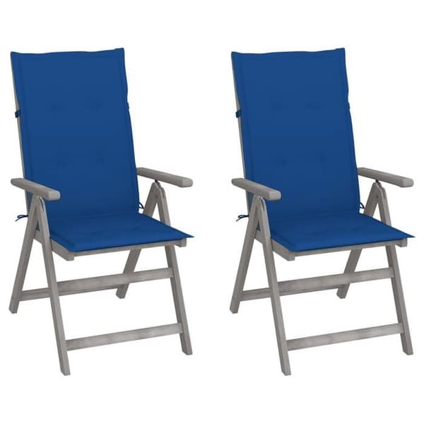 Maison Exclusive - Trädgårdsfällstolar set om 2 med kuddar i akaciaträ Tvättad grå finish
