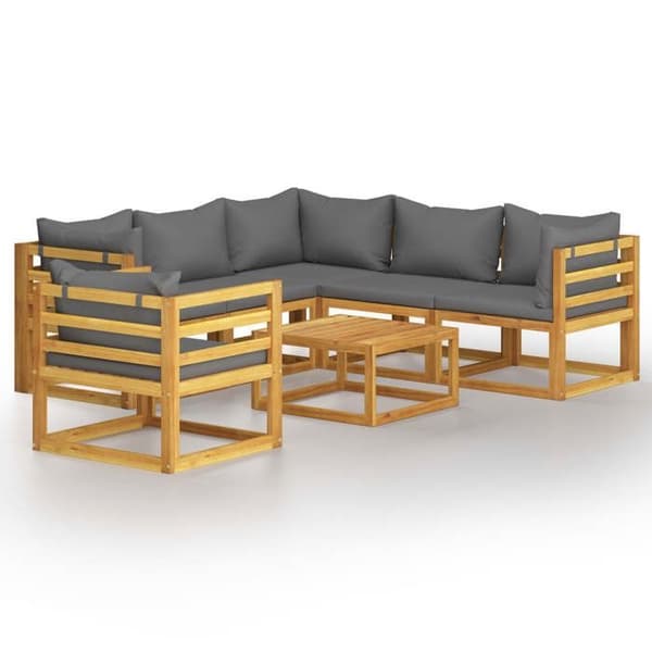 Maison Exclusive - Havegruppe 7 stk med pude i solid akacietræ