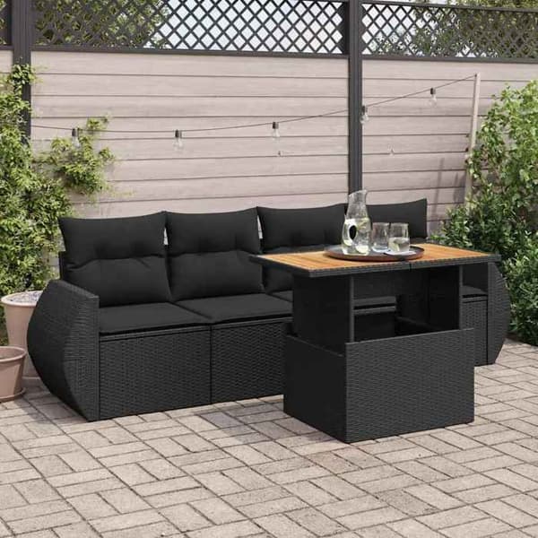 Havemøbler - MAISON EXCLUSIVE - Modulerbar - Sort - 5 dele - Flettet harpik Svart