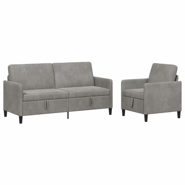Soffa 2 platser - EXKLUSIVT HEM - Modell 2 delar - Ljusgrå - Polyester - Förvaringslåda Ljusgrått