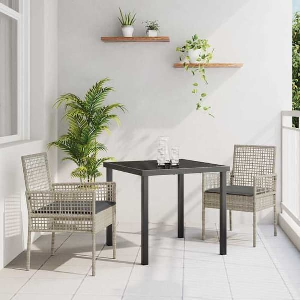 Havestol - EKSKLUSIVT HUS - Model 2 stk - Poly Rattan - Lys grå - Antioxiderende pude Ljusgrått