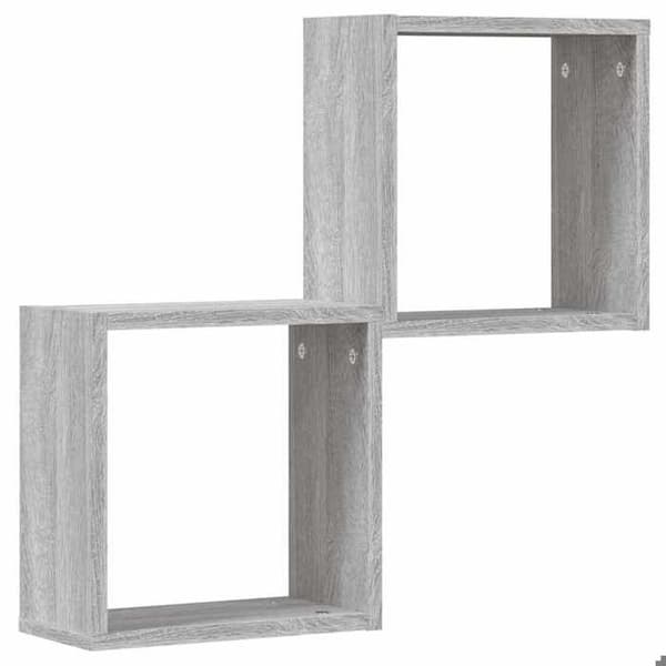 Væghylder - EKSKLUSIV HUS - Cube 2 stk - Sonoma grå - 30x15x30 cm - Spånplader sonoma grå