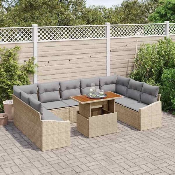 Maison Exclusive - Sæt af 10 pc have-sofa i beige poly rattan