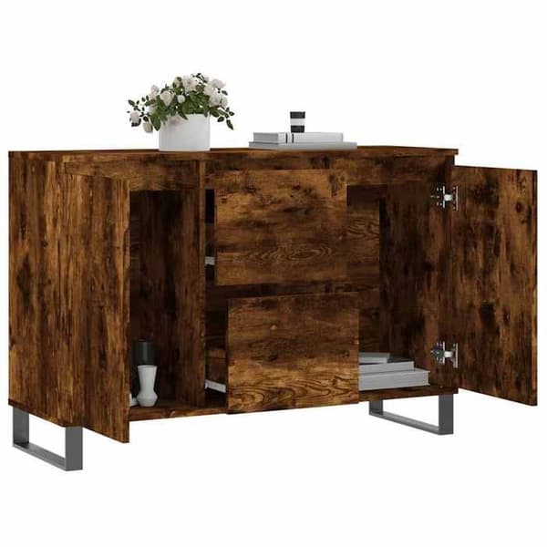 Maison Exclusive - Buffé ek rökig 101,5x35x70 cm ingenjörsträ