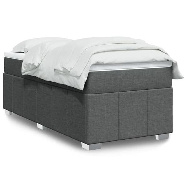 Sengestel med madras - Eksklusiv Hus - 80x200 cm - Mørkegrå - Pocketfjedre