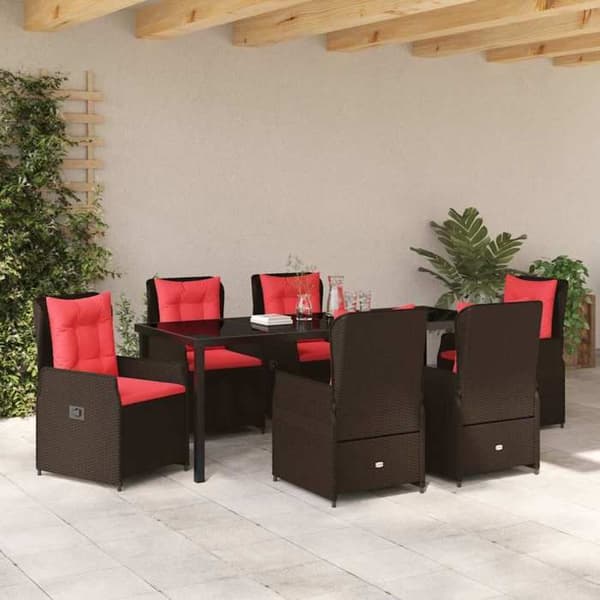 Maison Exclusive - 7 dele have spisebordssæt i brun poly rattan brun