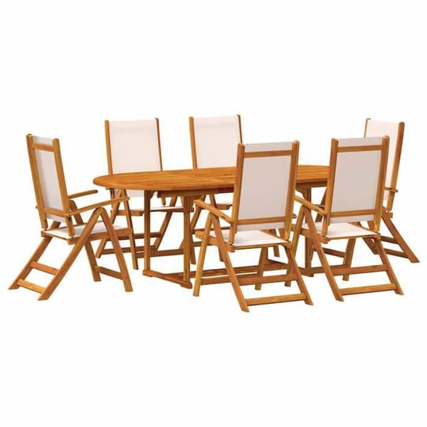Maison Exclusive - Trädgårdsset 7 delar i solid akaciaträ och textilene