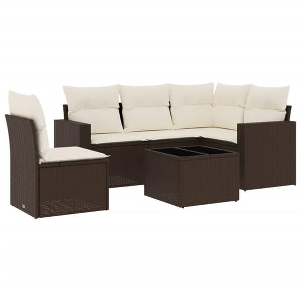 Maison Exclusive - Trädgårdsmöbler med kuddar 6 delar brun flätad resin