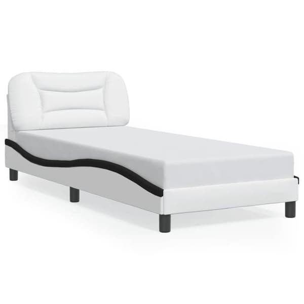 Maison Exclusive - Sengestel med LED uden madras Hvar hvid og sort 80x200 cm Vit