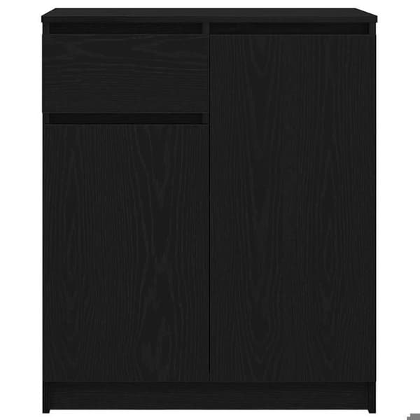 Buffet bas - EKSKLUSIVT HUS - 71x35x84 cm - Sort eg - Ingeniørtræ - Vendbar skuffe svart ek