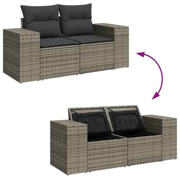 Maison Exclusive - Trädgårdsmöbler med kuddar 7 delar grå flätad resin