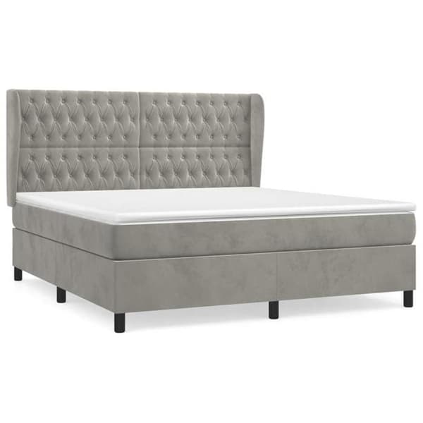 Maison Exclusive - Seng solid bund med socker og madras Grå 160x200cm Velour