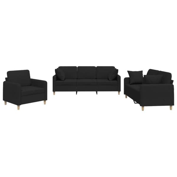 Maison Exclusive - Sæt af 3 sofaer med sorte stofpuder