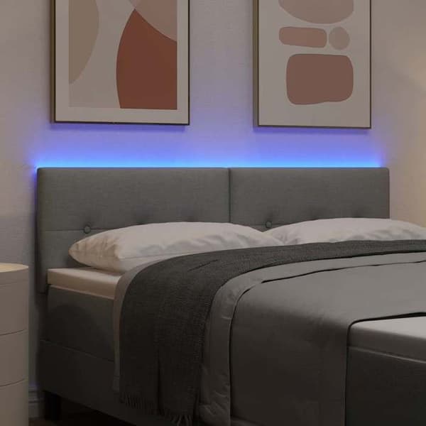 Maison Exclusive - LED-hovedgærde med LED-strips Lys grå 160 cm stof