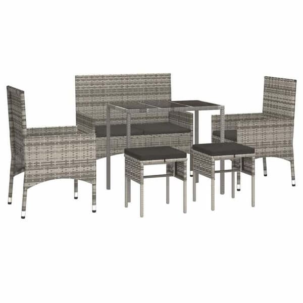 Maison Exclusive - Trädgårdsmöbler 6 delar med kuddar Grå Flätad resin grå
