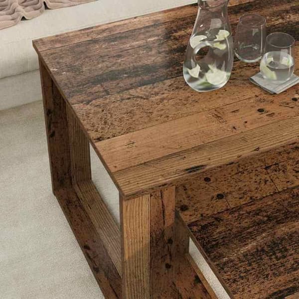 Bord - EKSKLUSIV HUS - Sæt med 2 dele - Ingeniørtræ - Rektangulær 100x50x42 cm - Moderne