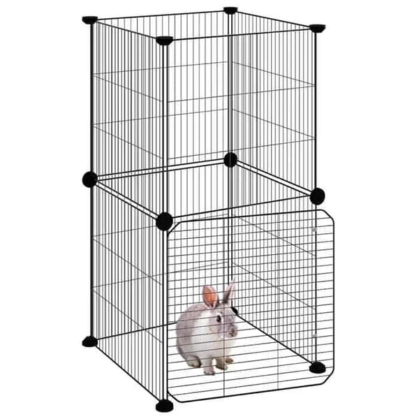 Maison Exclusive - Husdjur bur med 8 paneler och dörr Svart 35x35x70 cm