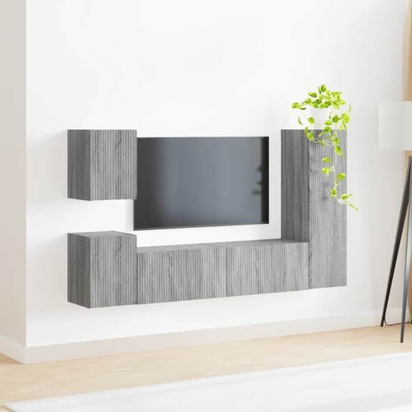 Maison Exclusive - TV-møbel sæt 4 dele Grå Sonoma Ingeniørtræ Gris Sonoma
