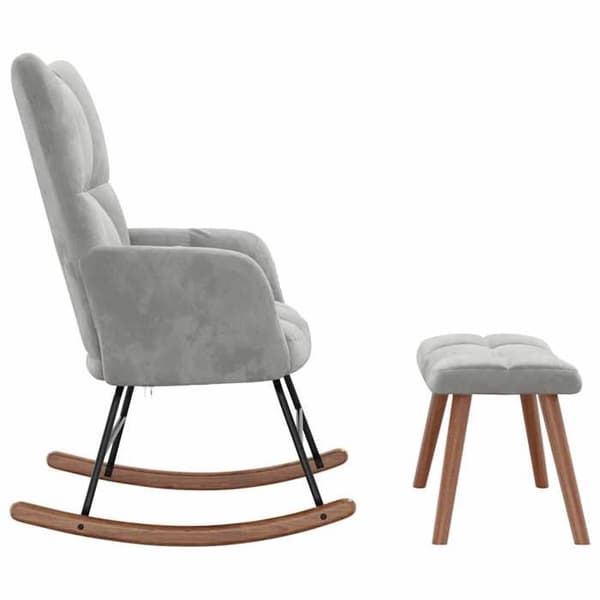Maison Exclusive - Gungstol med fotstöd Ljusgrå Sammet Ljusgrått