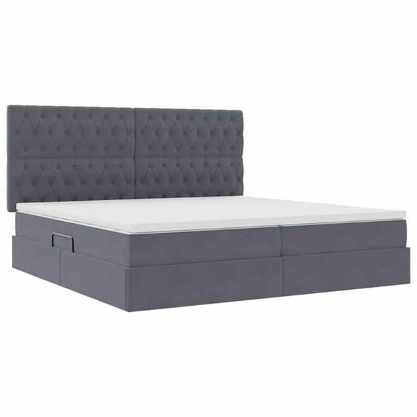 Maison Exclusive - Säng med förvaring och madrass Mörkgrå 200 x 200 cm Sammet Mörkgrå