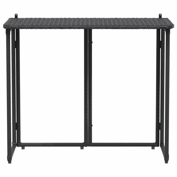 Fällbart trädgårdsbord - EXKLUSIV HEM - 90x51x75 cm - Flätad resin (polyrotin) - Stålram - Väggfäste Svart