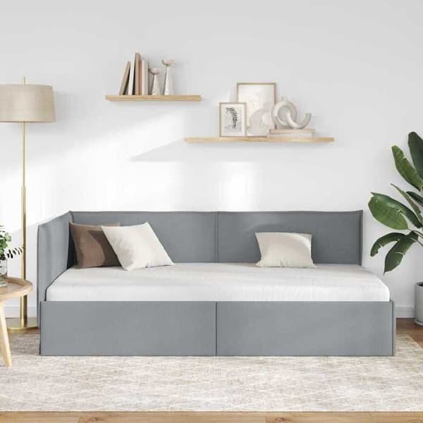Vinkelsängram - EXKLUSIV HEM - L-formad ram - Ljusgrå - 80 x 200 cm - Fällbar soffa Ljusgrått