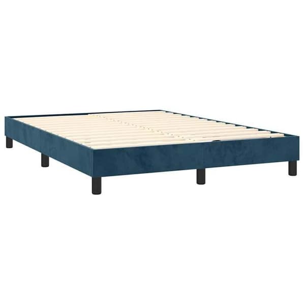Maison Exclusive - Sängram med mörkblå lameller 140x190 cm sammet