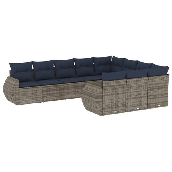 Modulær have-sofa - EKSKLUSIV HUS - Modulær - Grå - 10 dele - Holdbart PE-rattan Grå