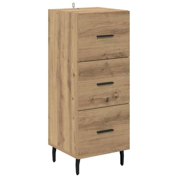 Maison Exclusive - Buffet i egetræ, håndlavet 34 x 34,5 x 90 cm Ingeniørtræ