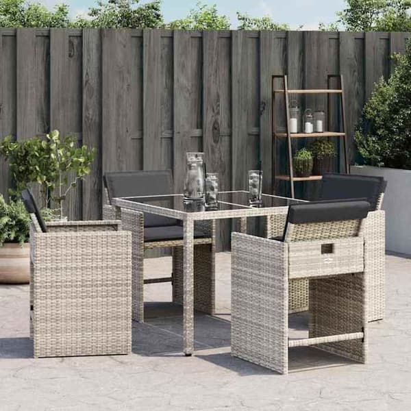Maison Exclusive - Trädgårdsstolar med kuddar, set om 4, ljusgrå polyrotting ljusgrått