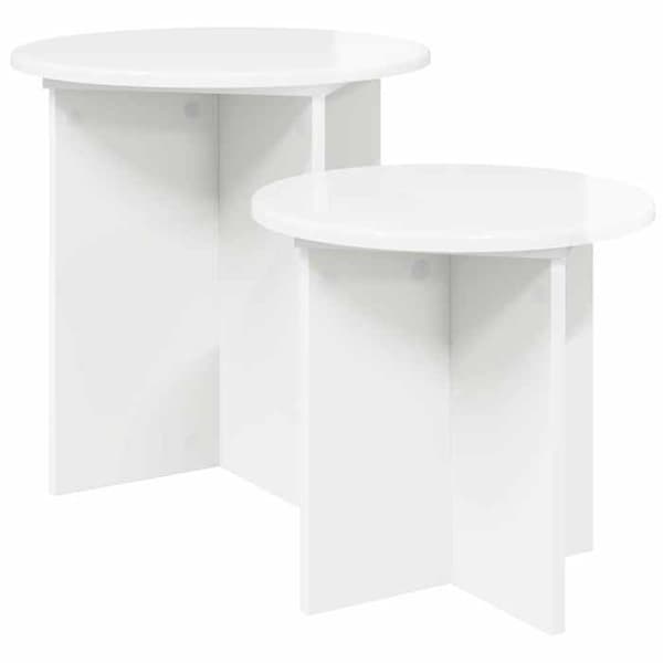 Maison Exclusive - Set med sidobord 2 st Vit blank Ø 45 x 45 cm