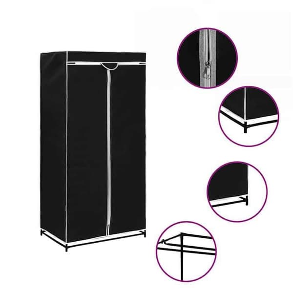 Garderobe - Eksklusiv Hus - Sort - 75 x 50 x 160 cm - Robust jernramme Svart