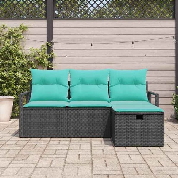Maison Exclusive - Sofa Sæt 4 pc 4-Sæders Sort og Turkis