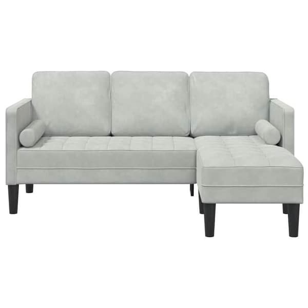 Soffa - EXKLUSIVT HUS - Modulär sektionsoffa - Ljusgrå - Polyester sammet - Platt armstöd Ljusgrått